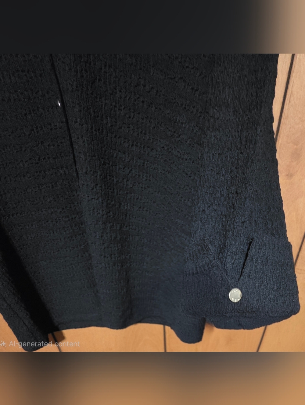 Anne Klein Black Textured Button Down Shirt- Size SMALL - Picture 4 of 4
